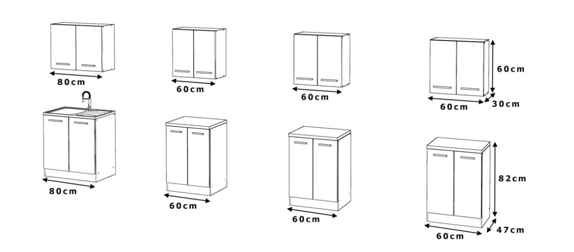 Moduluppställning för Muza 260 cm kök – variant 2